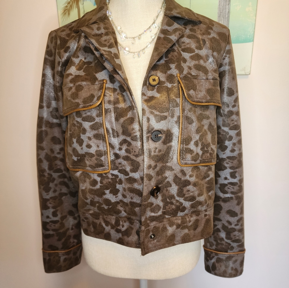 Mystree EUC animal print jacket S lightweight soft